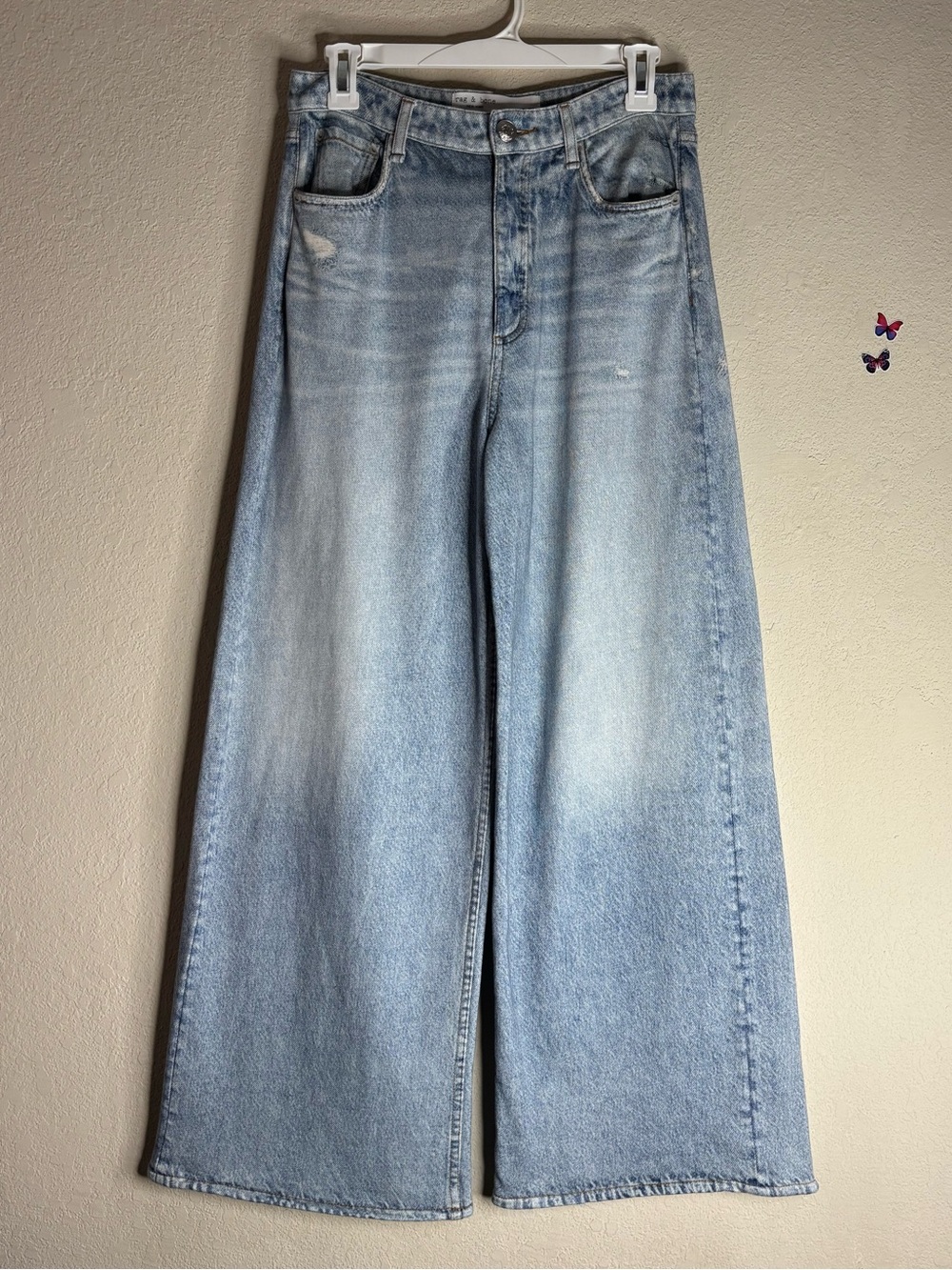 Rag & Bone Miramar Sofie High Waist Wide Leg Cotton Terry Sweatpant Jeans 27 - Picture 2 of 6